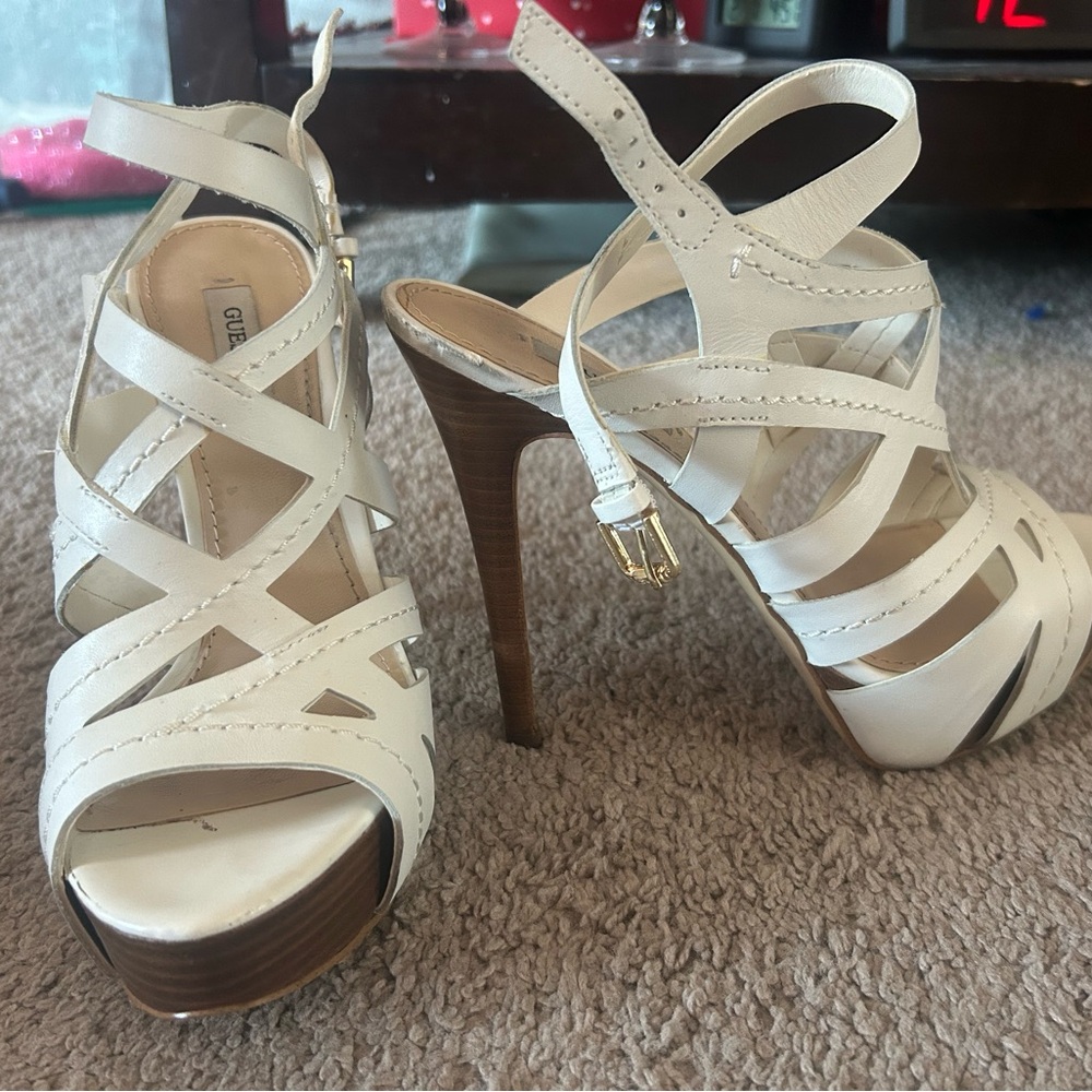 Guess white Strappy Heels